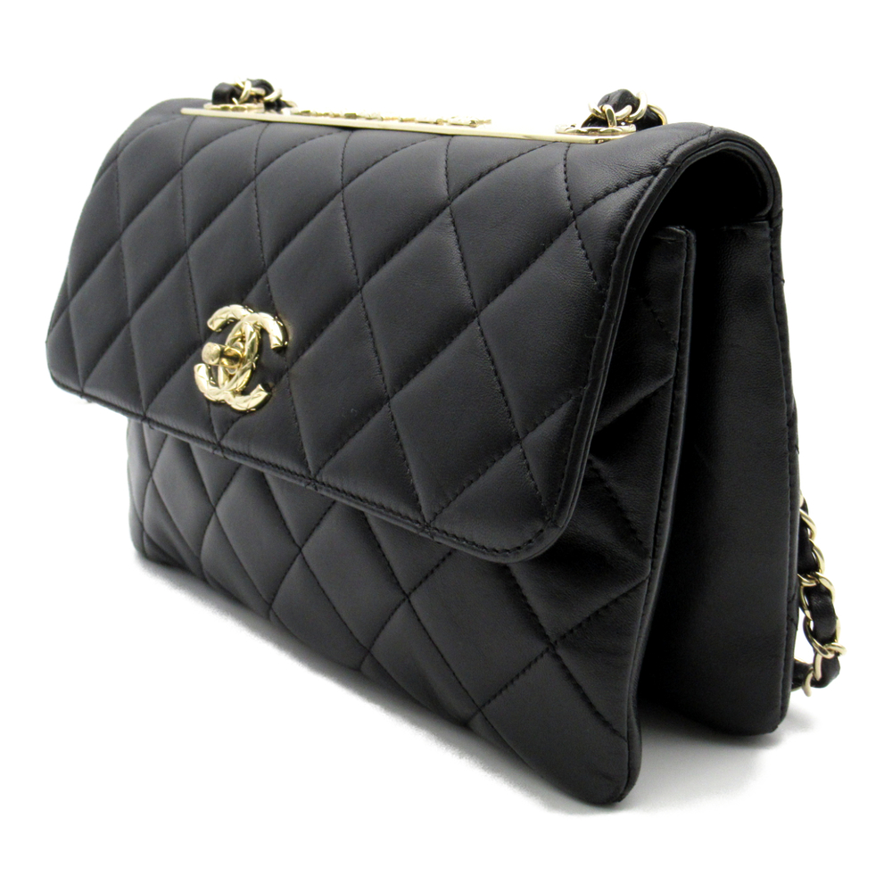 Chanel Trendy Shoulder Lambskin Bag Chain Black Cc
